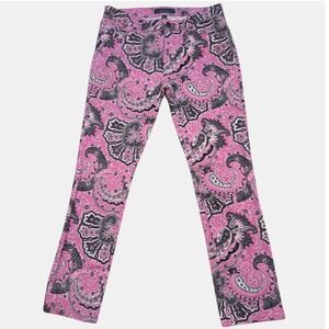Lauren Ralph Lauren Jeans 4 Womens Paisley Print Straight Leg Pink